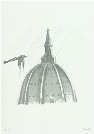 Sergio Vacchi Cupola Litografia su carta, cm. 70x50, es. 58/60 Firma in basso...