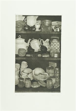 Eugenio Cecioni Dispensa Acquaforte di cm. 49x30, su carta di cm. 70x50, es....