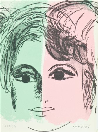 Bruno Cassinari Modella Litografia su carta, cm. 23x17,5, es. 129/250 Firma...