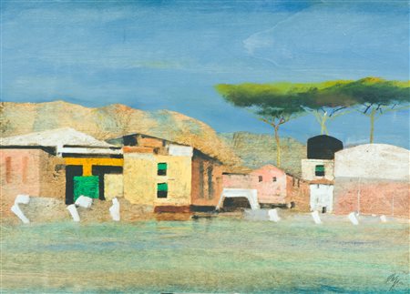 Salvatore Magazzini Darsena a Viareggio Olio su tavola, cm. 50x70 Firmato in...