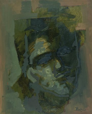 Pirzio Volto Olio su cartone, cm. 60x49,5 Firmato in basso a destra.