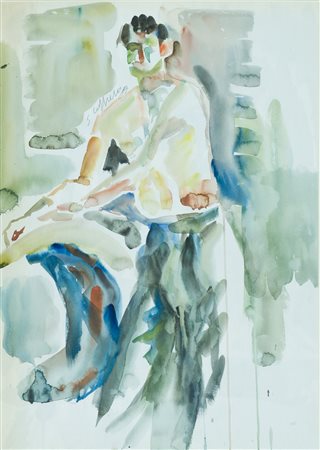 Silvio Loffredo Figura seduta Acquerello su carta, cm. 64x45 Firmato in alto...