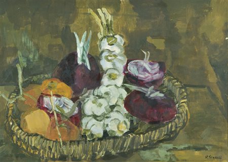 Renzo Grazzini Natura morta Olio su tavola, cm. 50x70 Firmato in basso a destra.