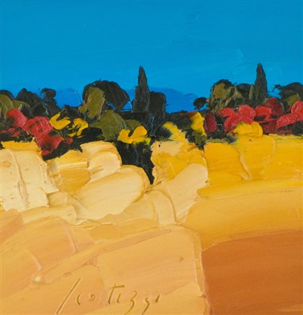 Sergio Scatizzi Paesaggio Olio su tavola, cm. 23x23 Firmato in basso a...