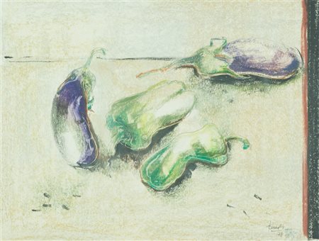 Peppino Piccolo Natura morta, 1978 Tecnica mista su carta, cm. 30x39 Firma,...