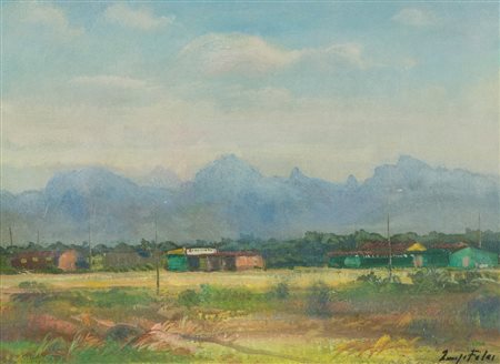 Luigi Falai Torre del lago Marina Olio su cartone telato, cm. 22x30 Firmato...