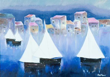 Lido Bettarini Vele Olio su tela, cm. 50x70 Firmato in basso a destra. Sul...