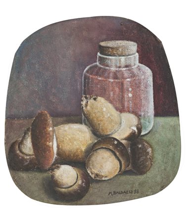 Maurizio Baldacci Natura morta, 1988 Olio su tela sagomata, cm. 36,5x34 Firma...