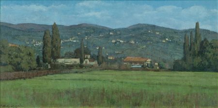 Andrea Basagni Paesaggio Olio su tavola, cm. 18x35 Firmato in basso a sinistra.