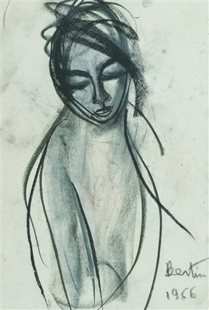 Alfeo Bertin Figura, 1966 Tecnica mista su carta, cm. 32,5x21,5 Firma e data...