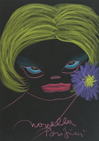 Novella Parigini Volto Pastelli policromi su cartoncino nero, cm. 70x50 La...