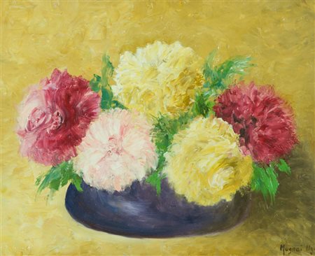 Ugo Mugnai Vaso di fiori, 1968 Olio su faesite, cm. 30x37 Firmato in basso a...