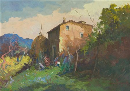 Villly Clemente Rustico Olio su tela, cm. 70x100 Firmato in basso a destra....