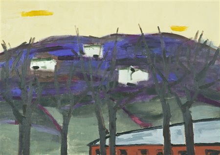 Renzo Grazzini Paesaggio Olio su tavola, cm. 50x70 Firmato in basso a destra....