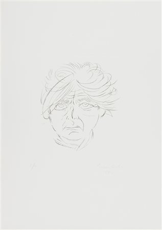 Primo Conti Volto, 1981 Acquaforte di cm. 32x30, su carta di cm. 70x50, es....