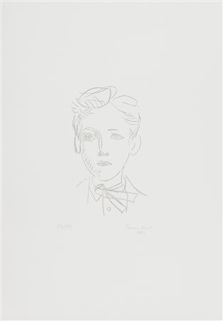 Primo Conti Volto, 1981 Acquaforte di cm. 31,5x24,5, su carta di cm. 70x50,...