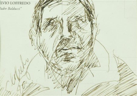 Silvio Loffredo Padre Balducci, 2000 Inchiostro su cartolina postale, cm....