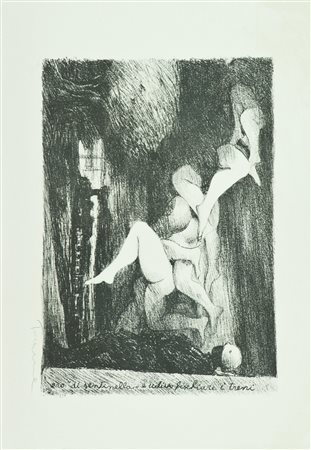 Salvatore Fiume Ero di sentinella e udivo fischiare i treni... Litografia su...