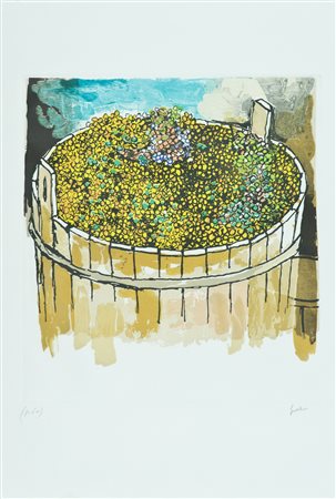 Renato Guttuso La vendemmia Acquaforte di cm. 43x40, su carta di cm. 70x50,...