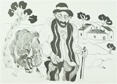 Giuseppe Serafini Lotto unico di due Opere - "Senza titolo", Litografia su...