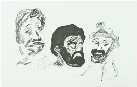 Giuseppe Serafini Lotto unico di due Opere - "Figure", litografia su carta,...