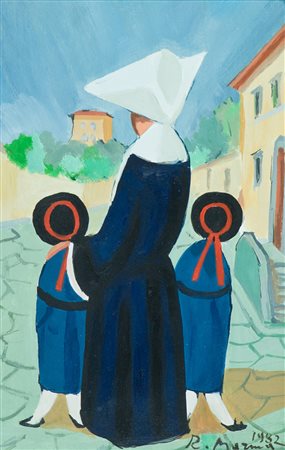 Rodolfo Marma Monachina, 1982 Olio su tavola, cm. 30x20 Firma e data in basso...