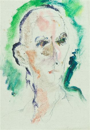 Ernesto Treccani Volto Tecnica mista su tela, cm. 35x25 Firmato in basso a...