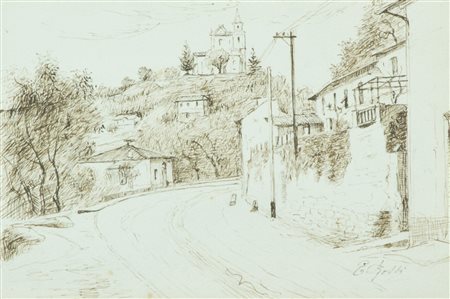 Erminio Rossi Paesaggio China su carta, cm. 13,5x20,5 Firmato in basso a destra.