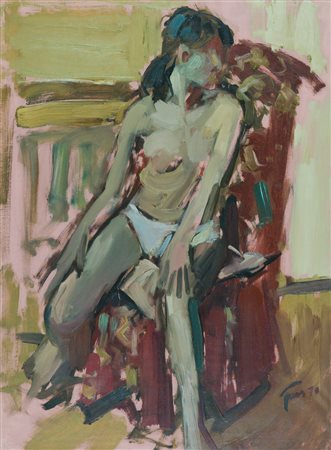 Dario Treves Nudo, 1970 Olio su tela, cm. 80x60 Firma e data in basso a...