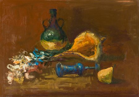 Osman Lorenzo De Scolari Natura morta Olio su faesite, cm. 50x70 Firmato in...