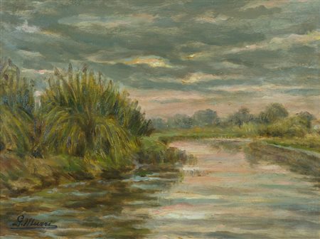 Giuseppe Murri Verso il tramonto, 1919 Olio su tavola, cm. 29,5x40 Firmato in...