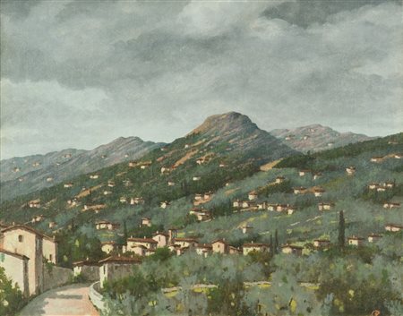 Giacomo Delcroix Paesaggio Olio su tela, cm. 40x50 Firmato in basso a destra.