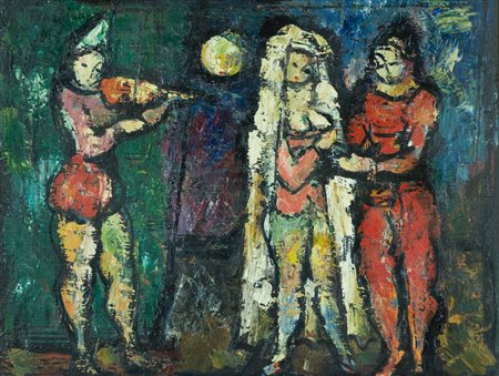 Oscar Barblan Matrimonio al circo, 1961 Olio su tela, cm. 50x65 Firma e data...