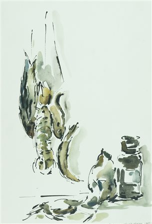 Leonardo Castellani Natura morta, 1981 Acquerello su carta, cm. 50x35 Firma e...