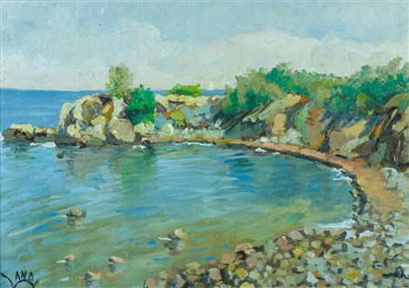 Giancarlo Landi Paesaggio Olio su tavola, cm. 25x35 Firmato in basso a...