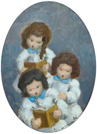 Innocenti Coro Olio su faesite, cm. 21x15 Firmato in basso a destra. Sul...