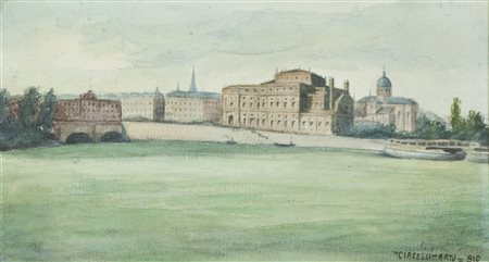 Arturo Ciacelli Veduta di Stoccolma, 1910 Tempera acquerellata su cartoncino,...