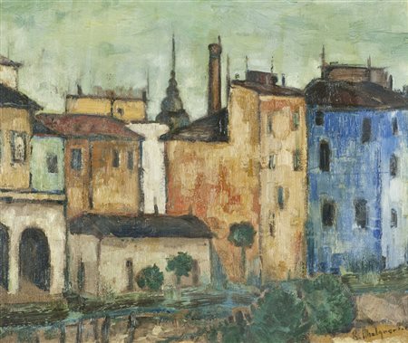 Roberto Malquori Case, 1960 Olio su tela, cm. 50x60 Firma e data in basso a...