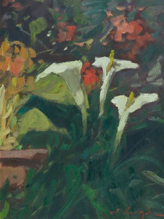 Enzo Lenzi Giardino Olio su tela, cm. 40x30 Firmato in basso a destra. Sul...