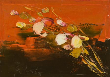 Ortega (Alfredo Merlini) Fiori Olio su tela, cm. 50x70 Firmato in basso a...