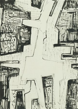 Gualtiero Nativi Senza titolo, 1958 China su carta intelata, cm. 41x30 Firma...