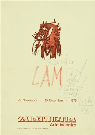 Wilfred Lam Senza titolo, 1975 Tecnica mista su manifesto, cm. 33x23 Firma e...