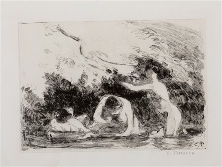 Pissarro Camille - Baigneuses a l’ombre des berges boisèes, 1895