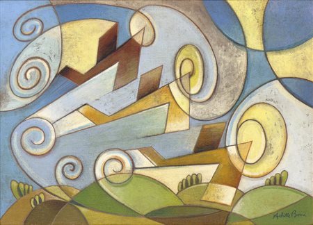 Achille Boni AEROPITTURA olio su tela, cm 25x35 firma