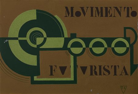 Tullio Crali MOVIMENTO FUTURISTA olio su cartone, cm 25,5x37,5 sigla