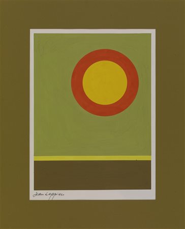Jean Leppien COMPOSIZIONE tempera e matita su carta, cm 36x26 firma...