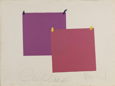 Aldo Mondino COLLAGE acrilico e smalto su tela, cm 60x80 firma e titolo...