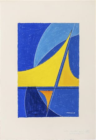 Luigi Veronesi COMPOSIZIONE pastelli, matita e china su carta, cm 49x33,5...