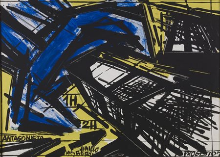 Vinicio Berti ANTAGONISMO 1H-2H olio su tela, cm 50x70 firma, titolo e data...