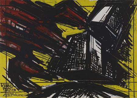 Vinicio Berti ANTAGONISMO 5-7-W acrilico su tela, cm 50x70 firma, titolo e...